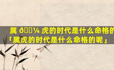 属 🐼 虎的时代是什么命格的「属虎的时代是什么命格的呢」